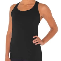 Women's Bamboo Motion Racerback Tank -Urban Layered Store W RazorTank Black 1000px 1