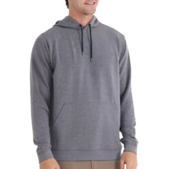 Men's Bamboo Fleece Pullover Hoody -Urban Layered Store fleece pullover hoody heather navy men top 1