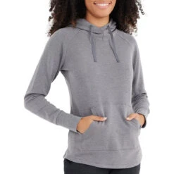 Women's Bamboo Fleece Pullover Hoody -Urban Layered Store fleece pullover hoody heather navy women top 1