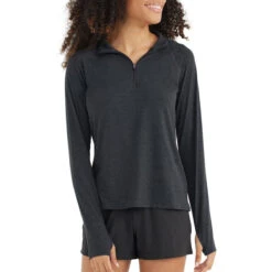 Women's Bamboo Flex Quarter Zip -Urban Layered Store flex quarter zip heather black women top 1