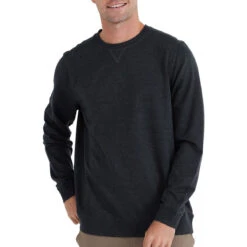 Men's Bamboo Heritage Fleece Crew -Urban Layered Store heritage fleece crew heather black men top 1