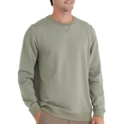 Men's Bamboo Heritage Fleece Crew -Urban Layered Store heritage fleece crew moss green men top 1