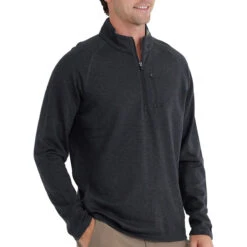 Men's Bamboo Heritage Fleece Quarter Zip -Urban Layered Store heritage fleece quarter zip heather black men top 1