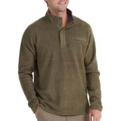 Men's Bamboo Polar Fleece Snap Pullover 10 Men's Bamboo Polar Fleece Snap Pullover -Urban Layered Store polar fleece snap pullover military green men top 1